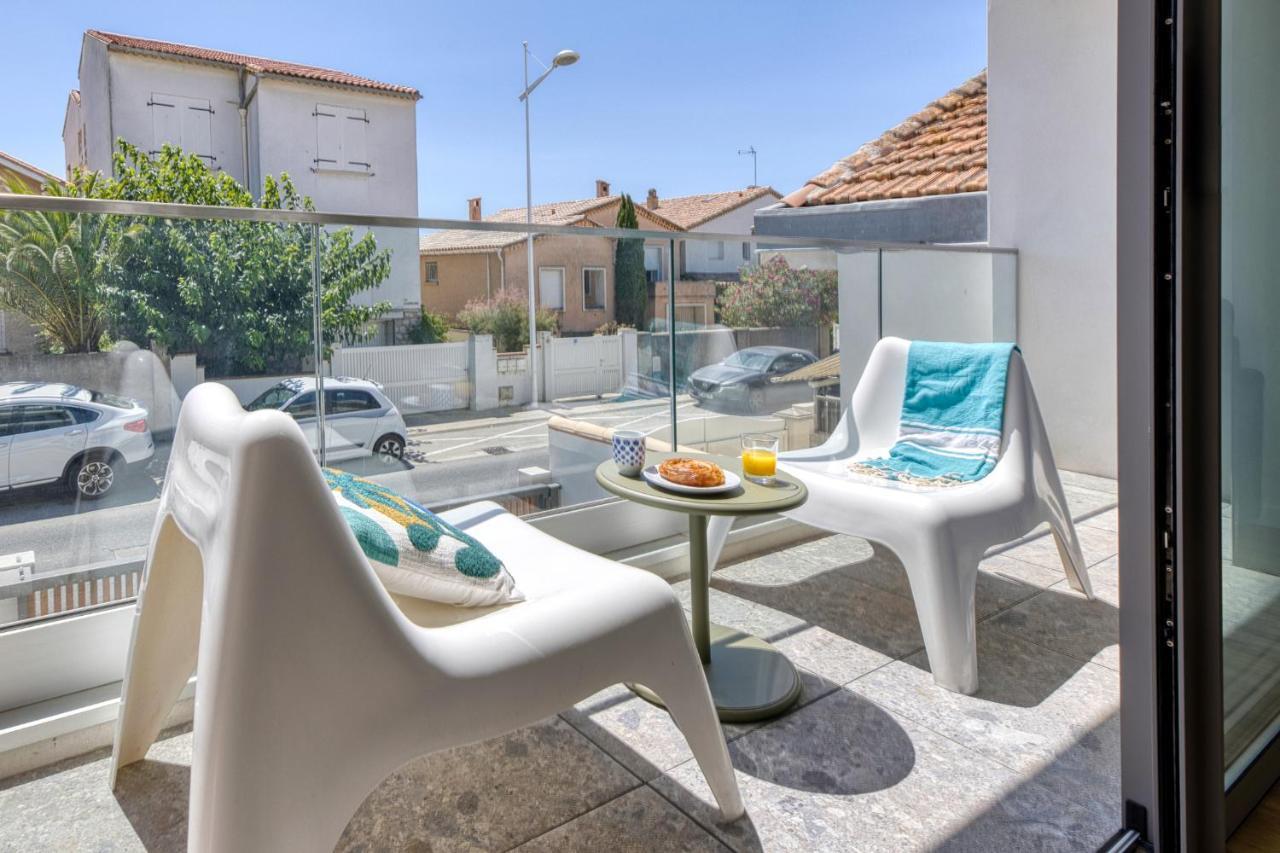 South-Of-France T2 Neuf Haut De Gamme, Climatise, Parking Gratuit, 2Eme Ligne Balcon Carnon-Plage Bagian luar foto